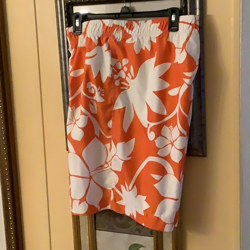 CMX swim Trunks size XL orange white floral in excellent shape stretchy …